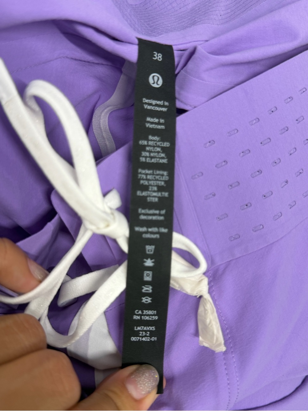 lululemon men lilac athletic shorts with white drawstring - Picture 3 of 3